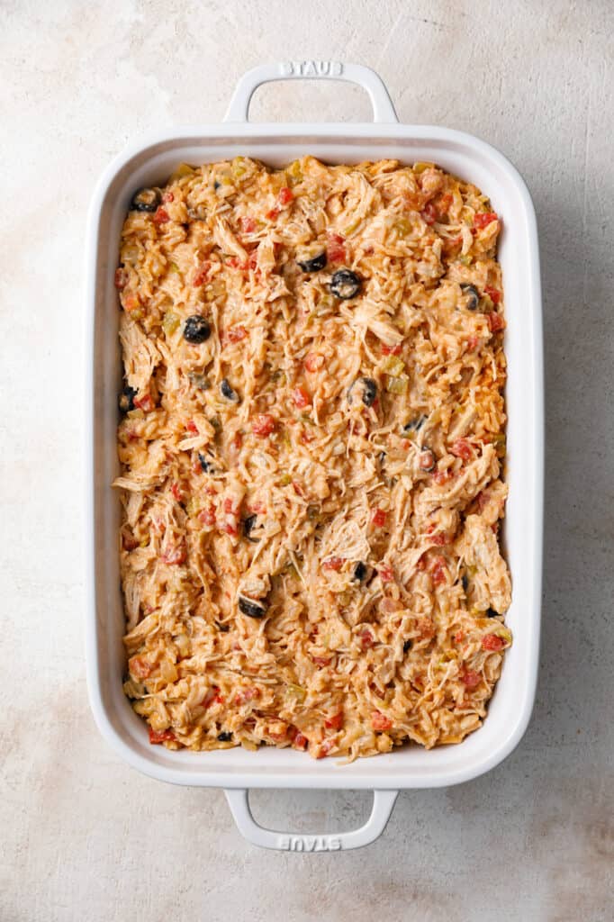 once you've mixed the ingredients for the casserole together, put them into a 9 x 13 casserole dish