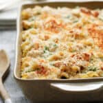 A dish of Chicken Noodle Casserole ready to be served