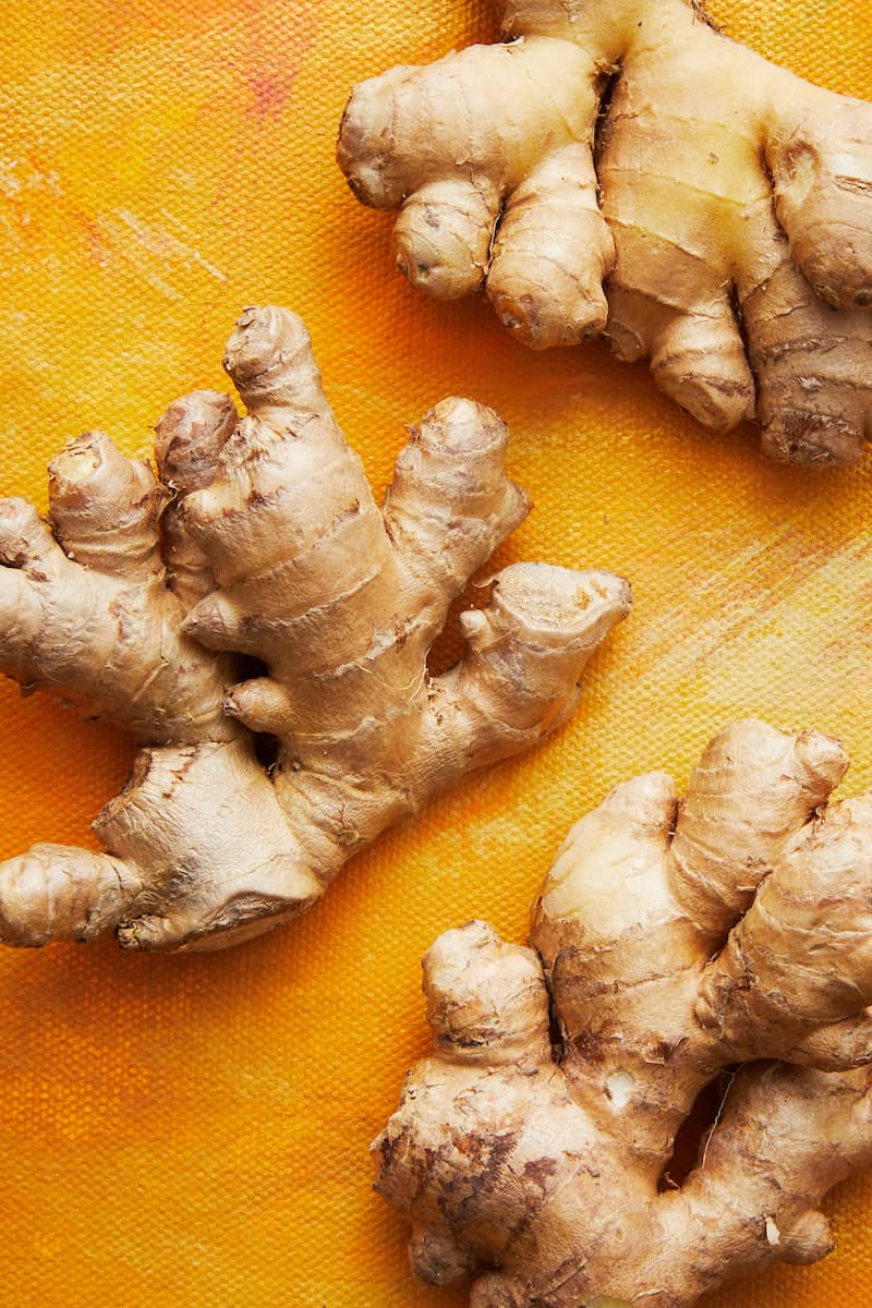 Overhead image of fresh ginger