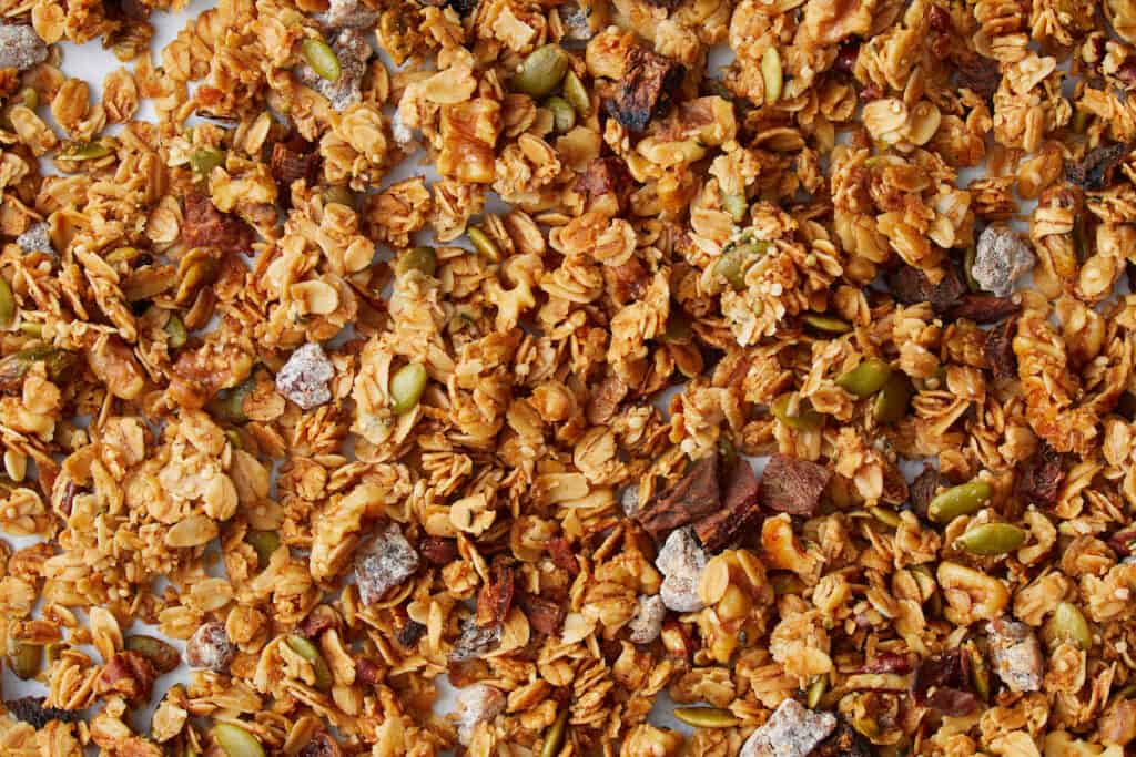 close up view of granola