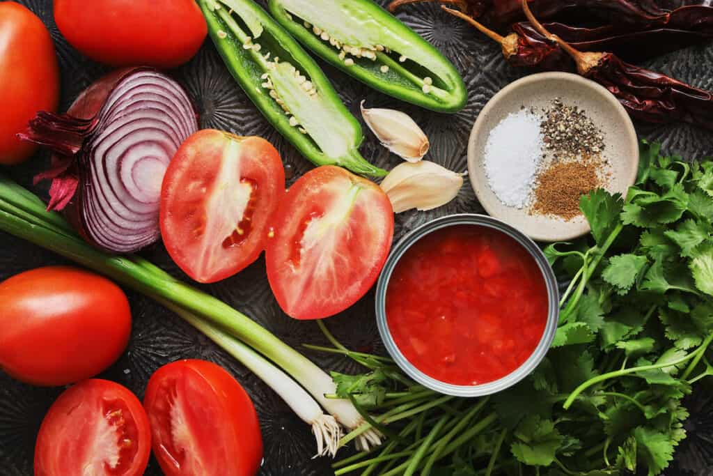 fresh homemade salsa ingredients