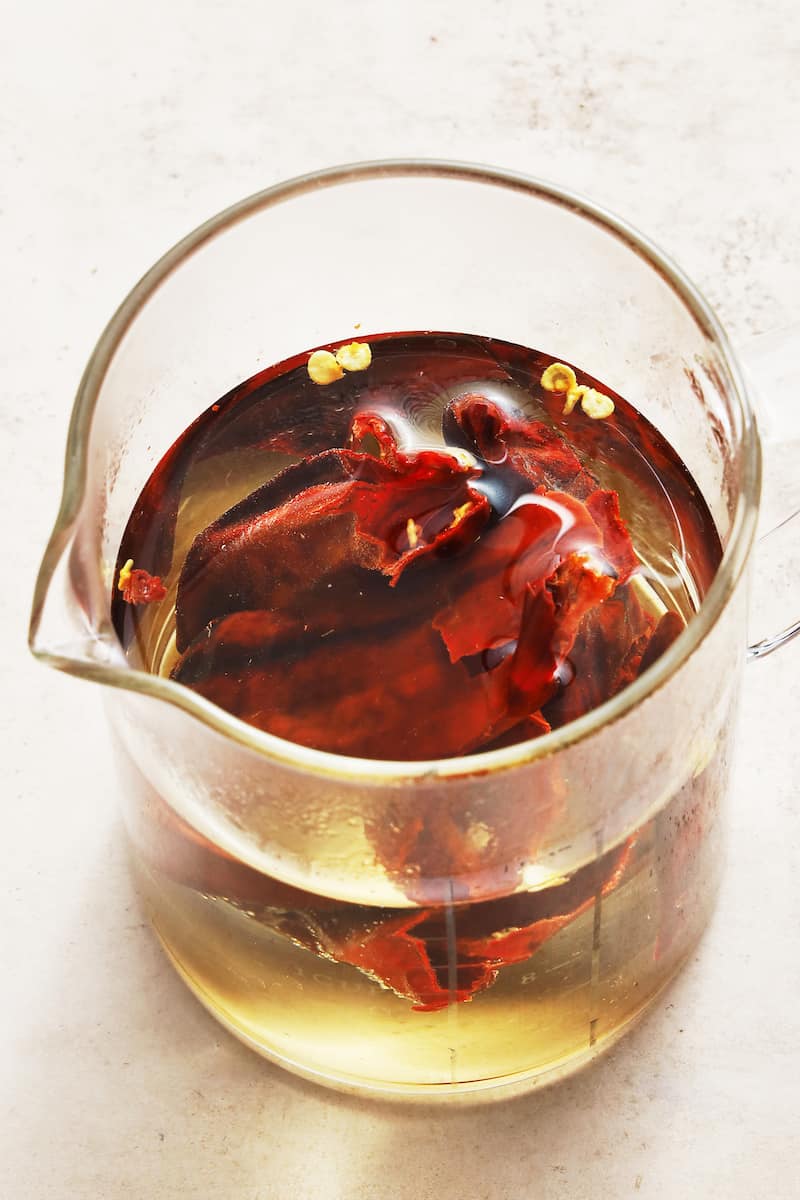 steeping dried chili pods