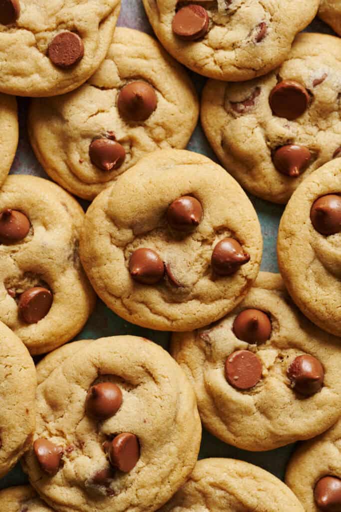 Overhead view of chocolate chip cookies