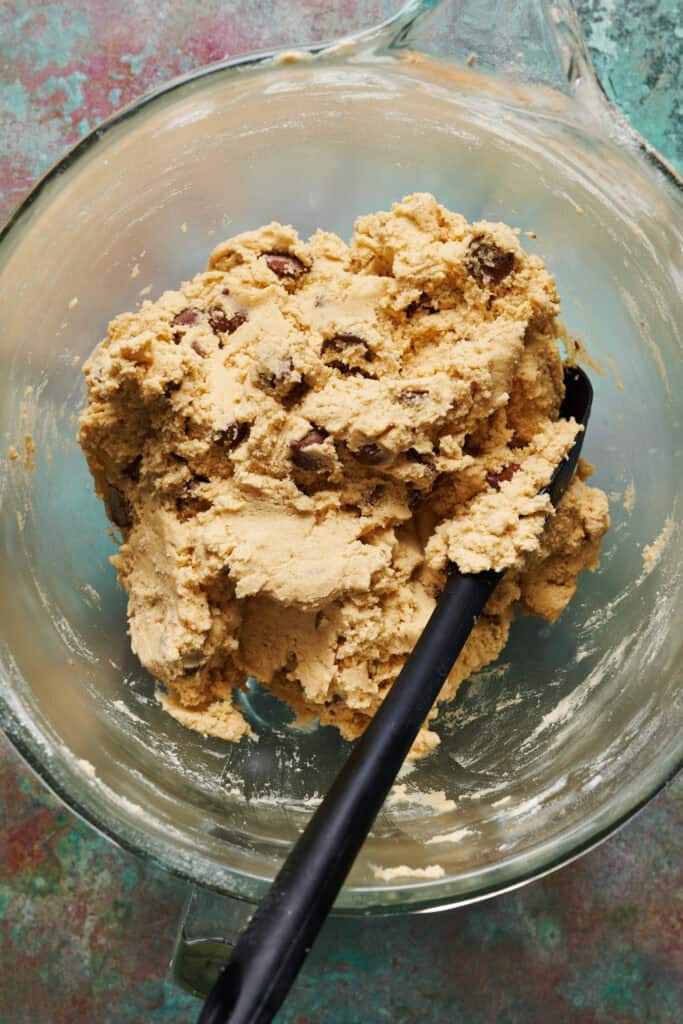 cookie dough after it's mixed before it's scooped