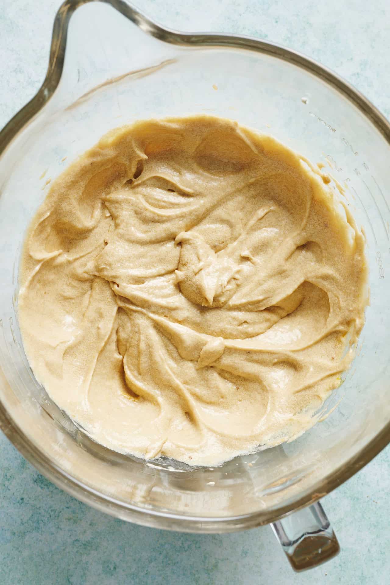 view of the wet ingredients in a bowl before adding dry ingredients