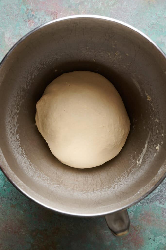 dough in a bowl after mixing