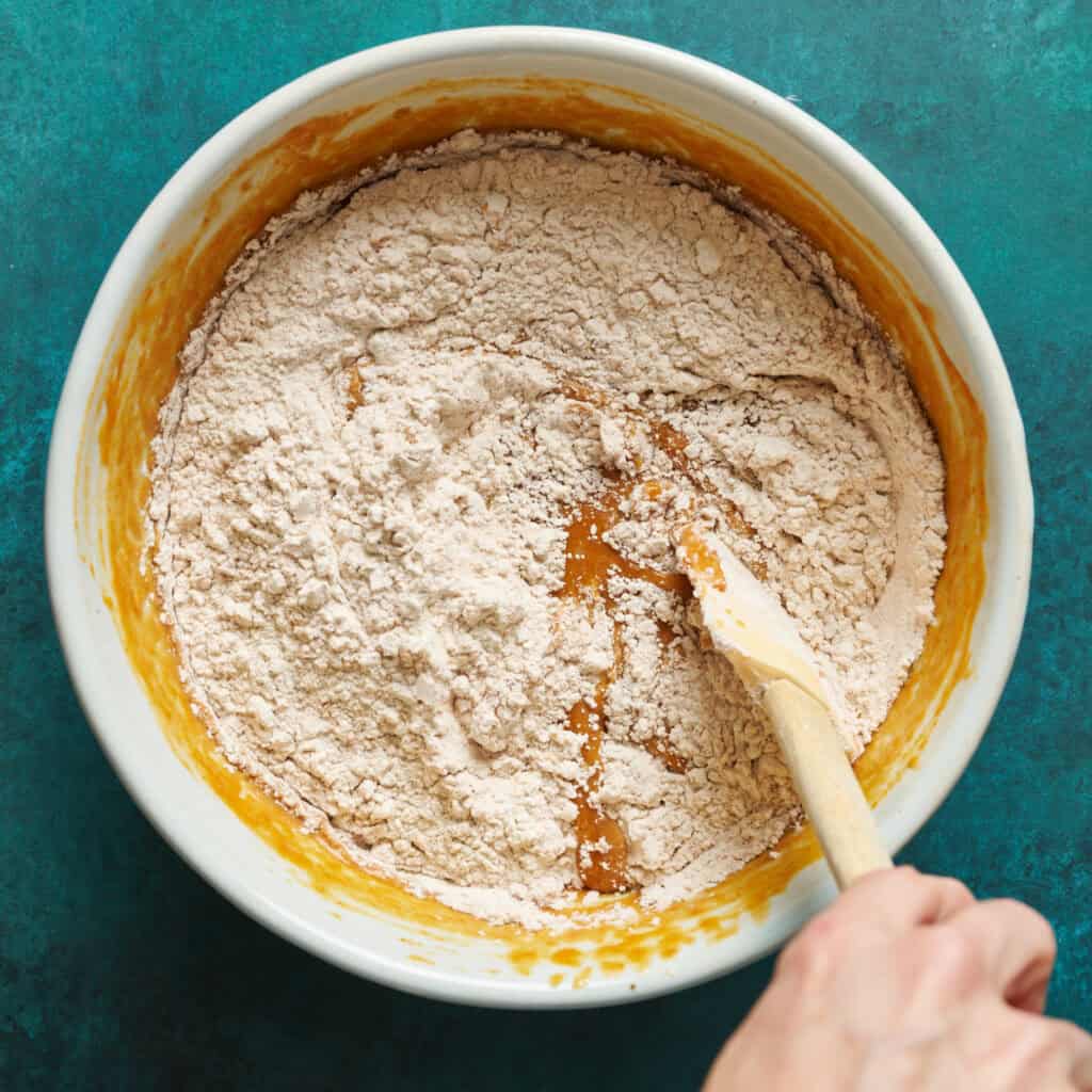 bowl with dry ingredients added