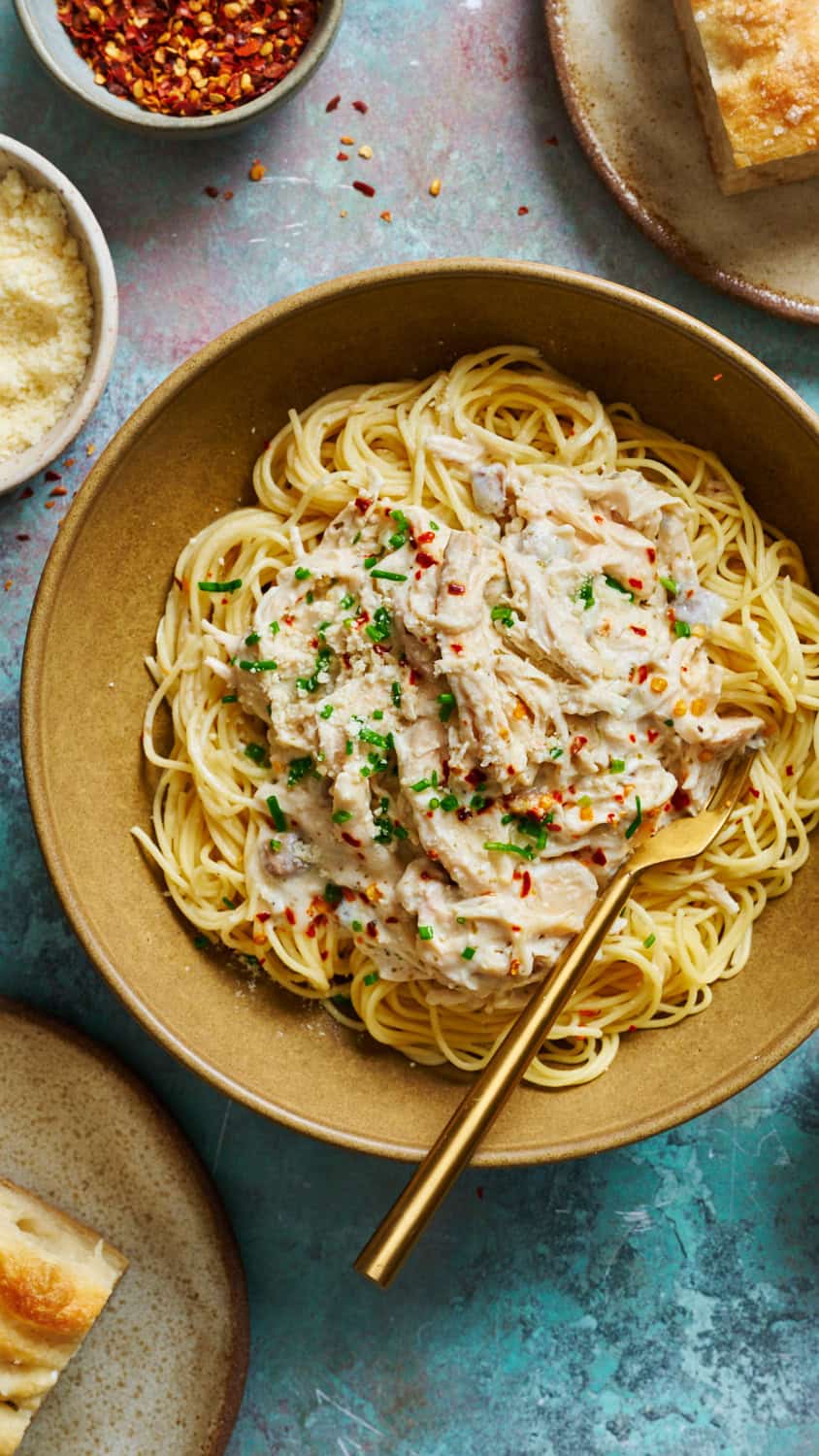 Easy Slow Cooker Angel Chicken Pasta