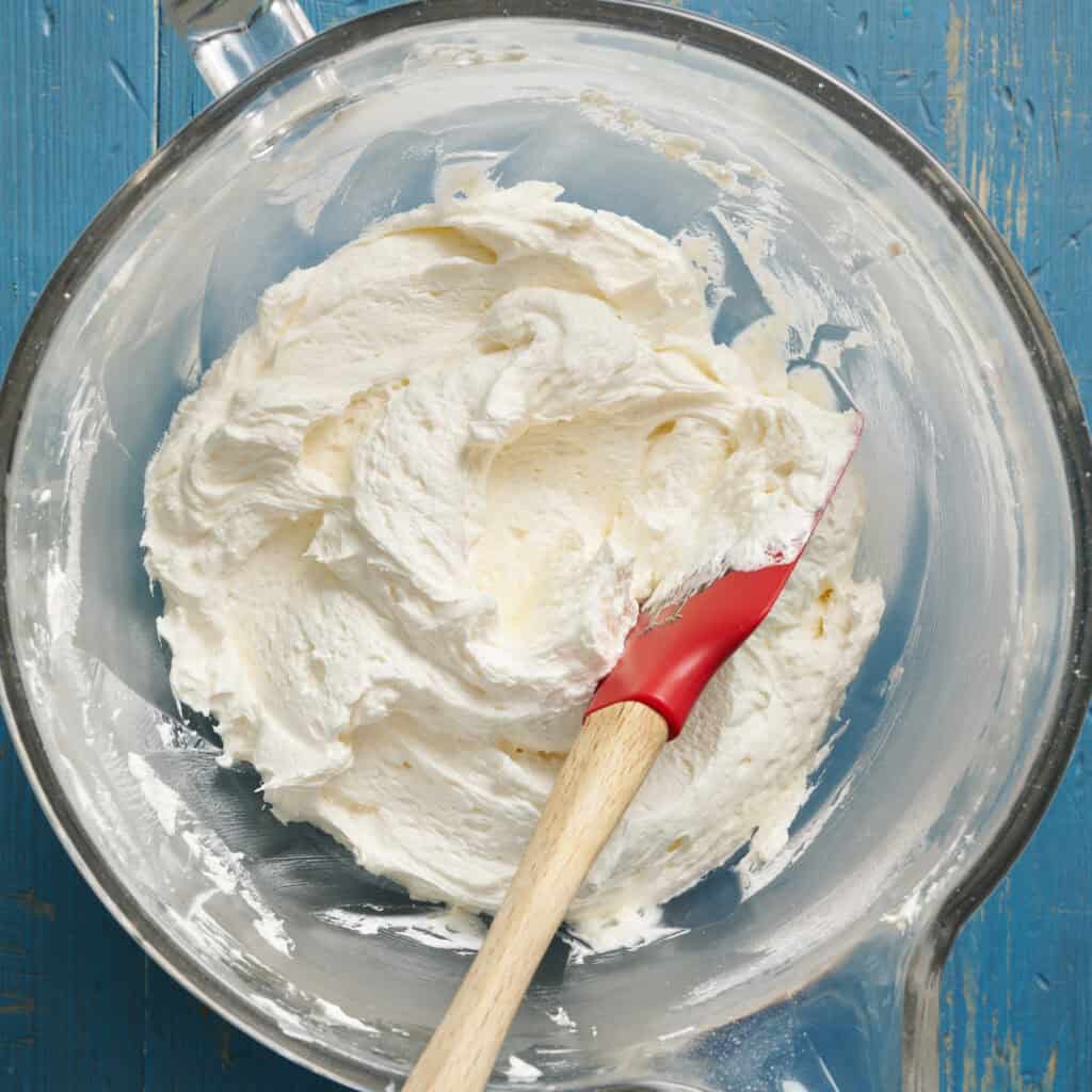 prepared cream cheese frosting in a bowl