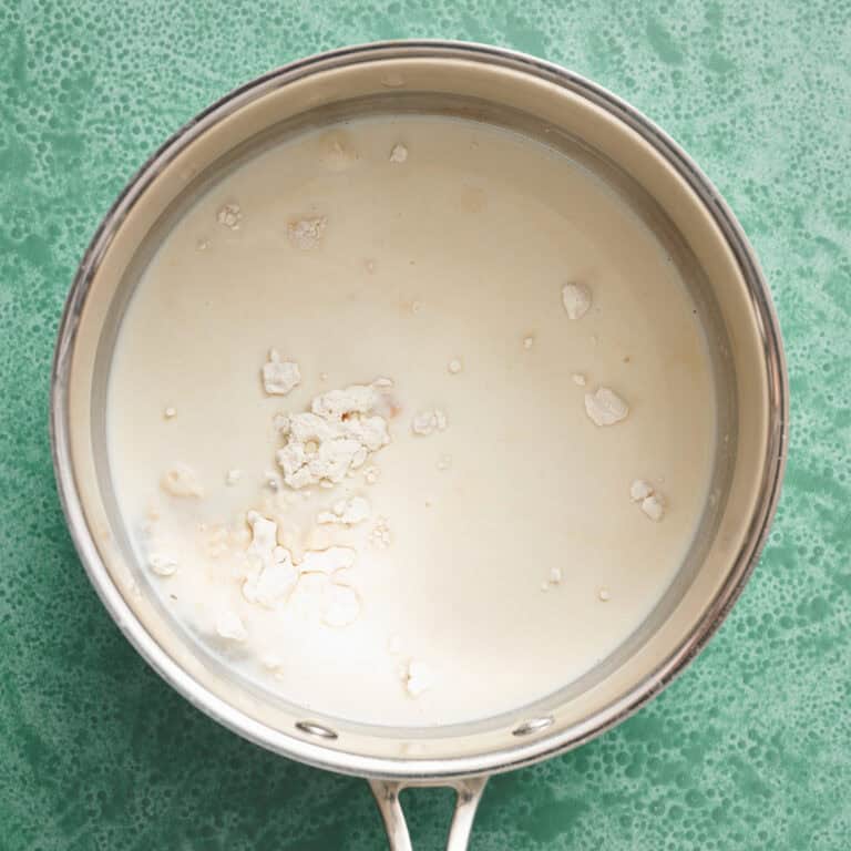 saucepan with flour, sugar, vanilla, milk and salt