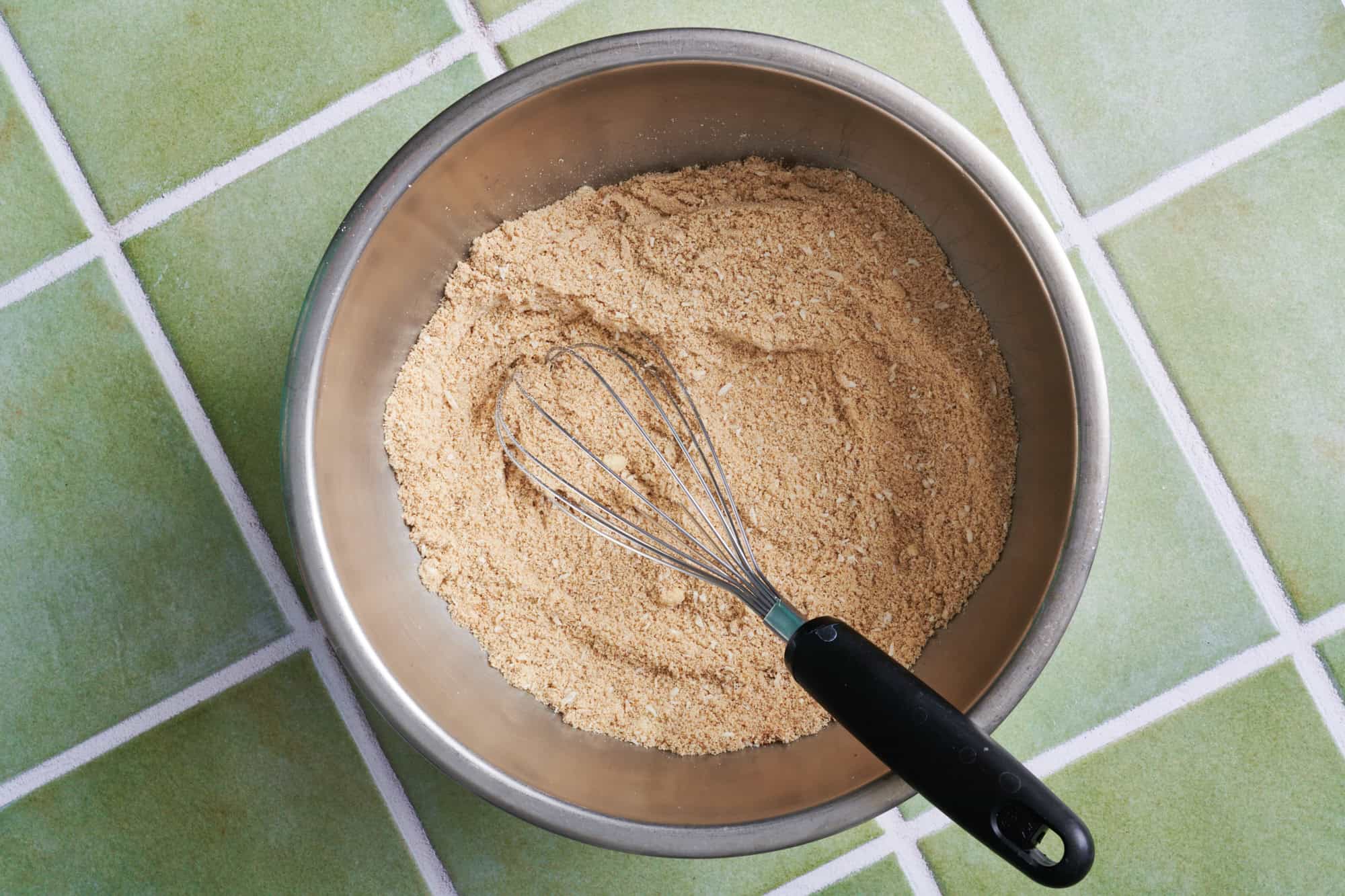 combined dry ingredients in a metal bowl