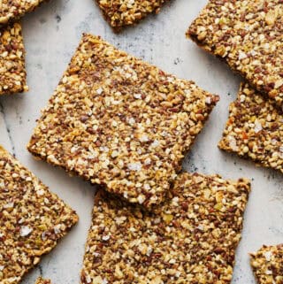 closeup of homemade flaxseed crackers