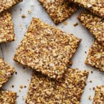 closeup of homemade flaxseed crackers