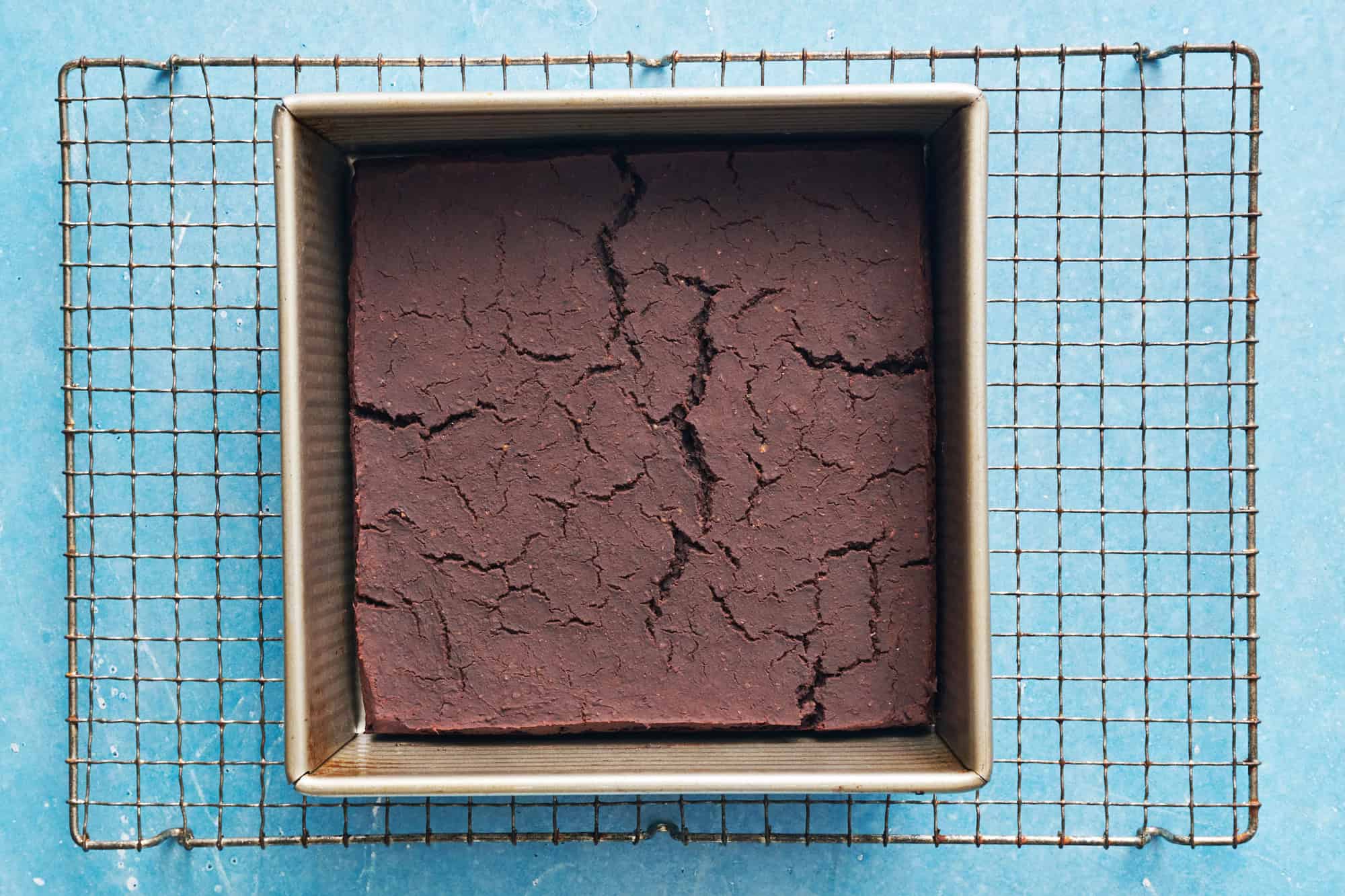 brownies fresh out of the oven on a cooling rack