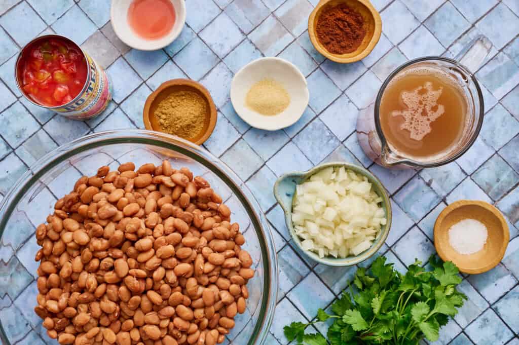 ingredients for making vegan charro beans