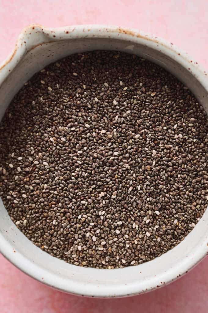 Closeup of chia seeds in a bowl