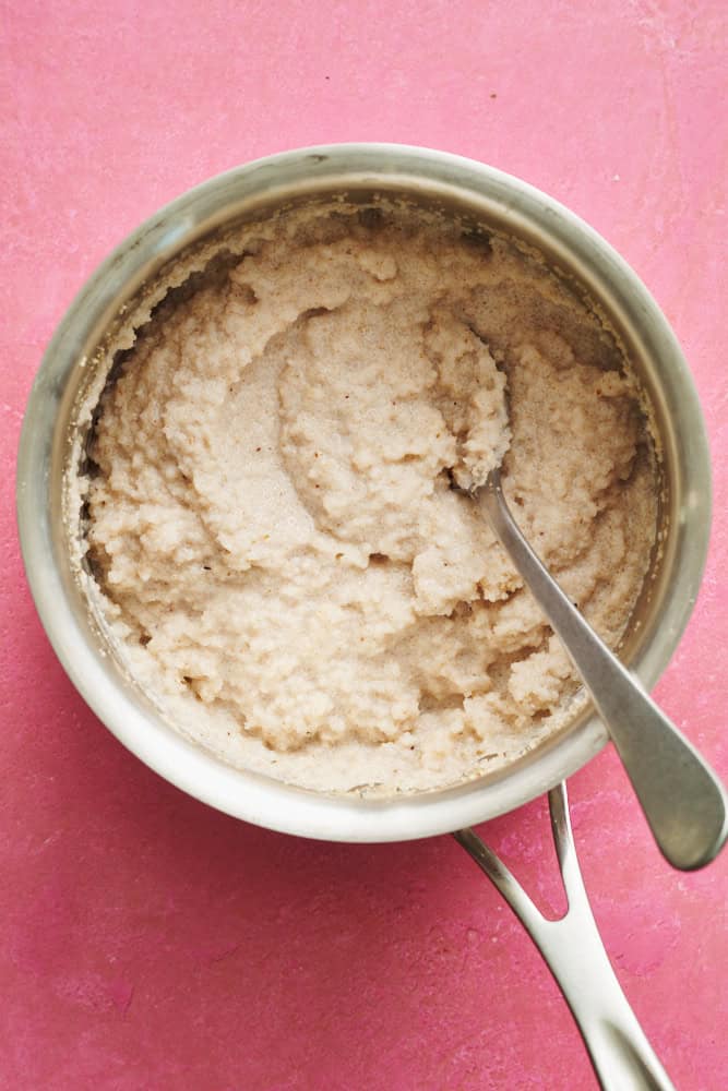 Porridge with the coconut milk and almond milk added