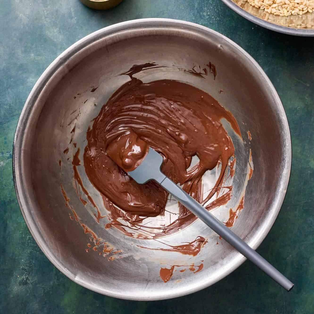 Melted chocolate in a large bowl