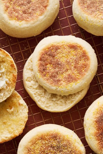 english muffins on a cooling rack