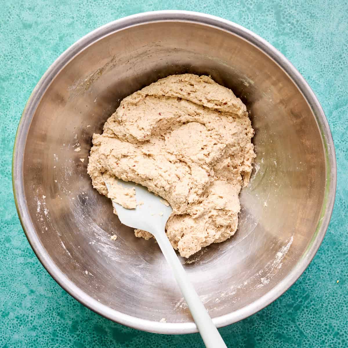 dough in a mixing bowl