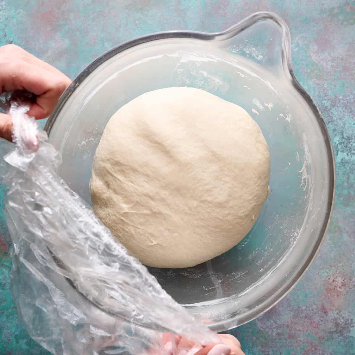 dough after being kneaded 8 minutes and getting covered