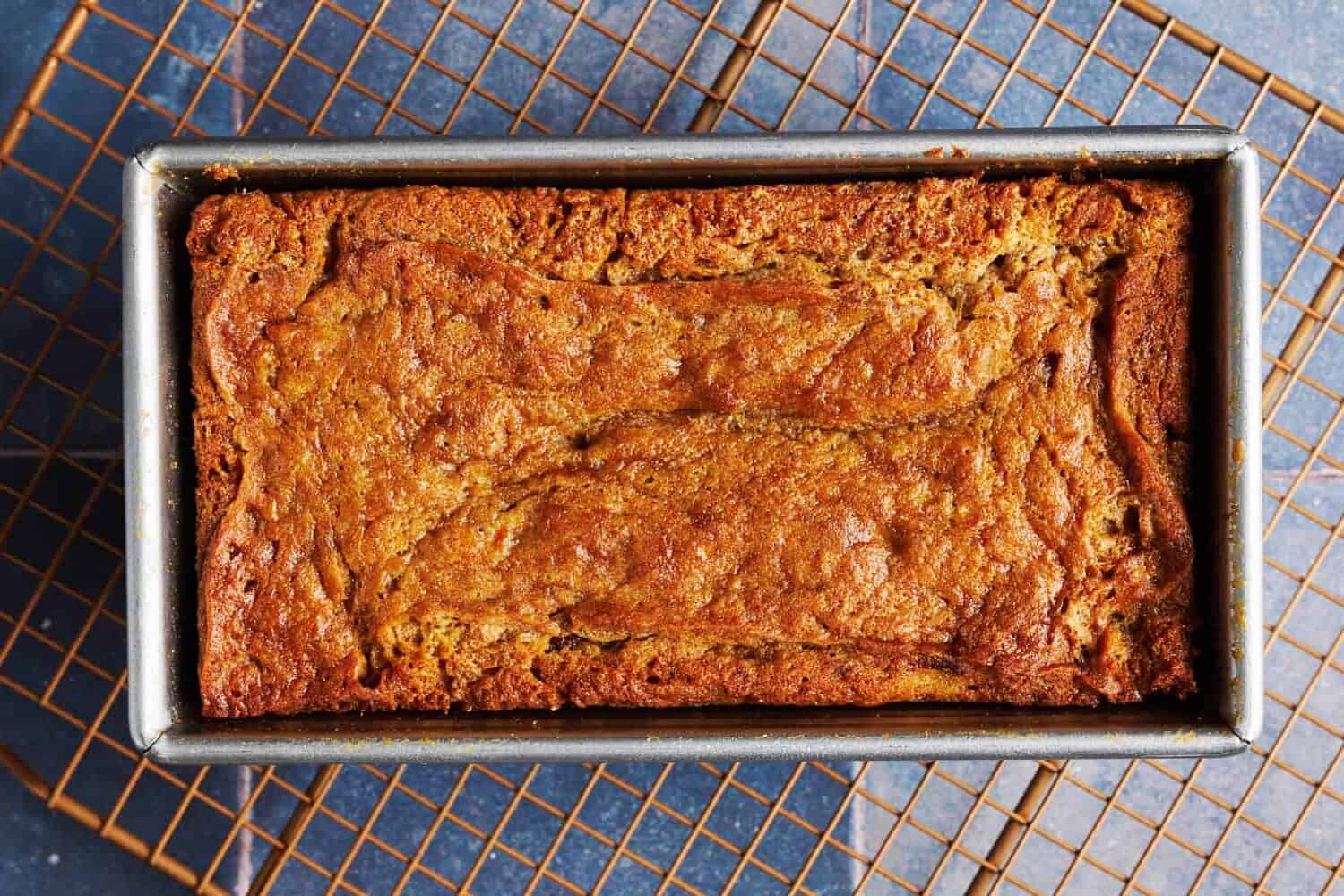 sourdough banana bread right out of the oven