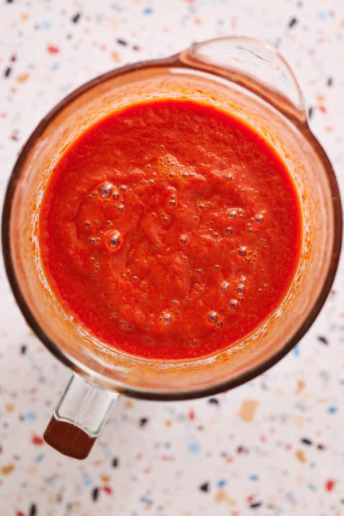 homemade chile sauce after blending