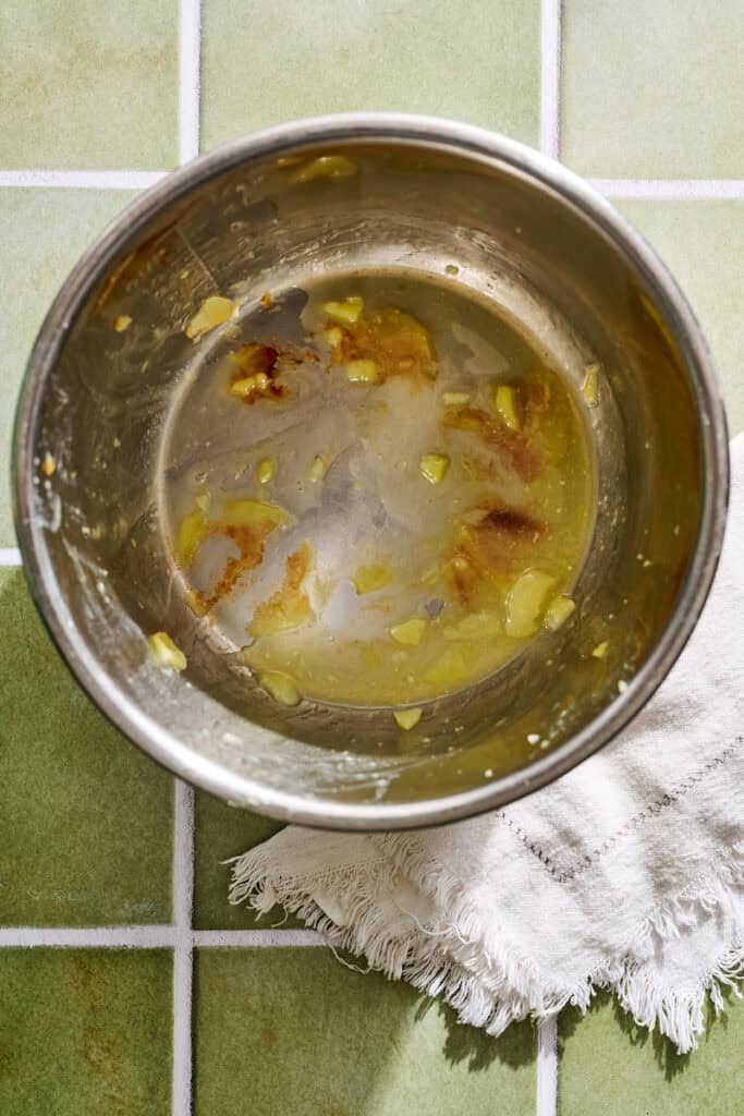 the instant pot with the liquid leftover after cooking the potatoes