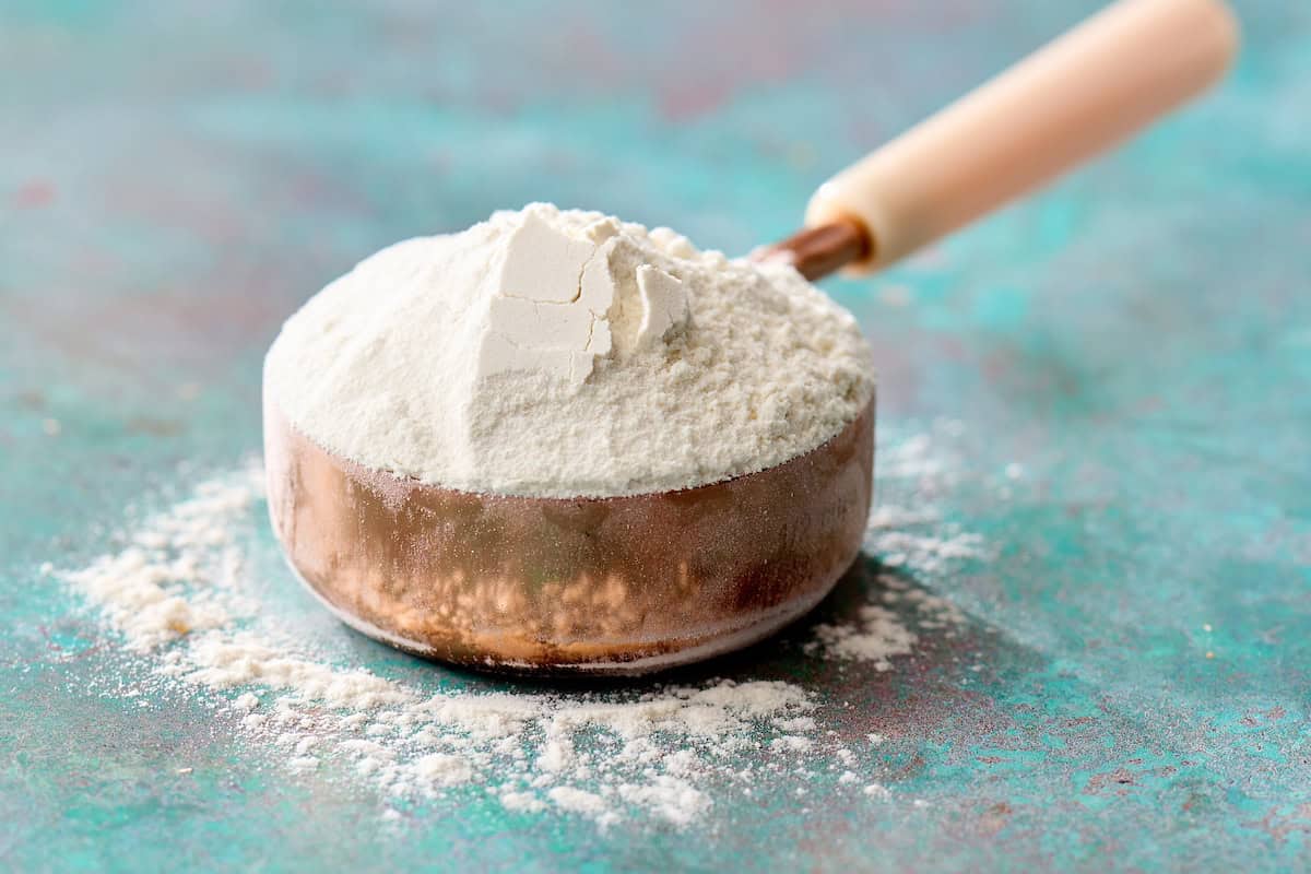 flour in a measuring cup