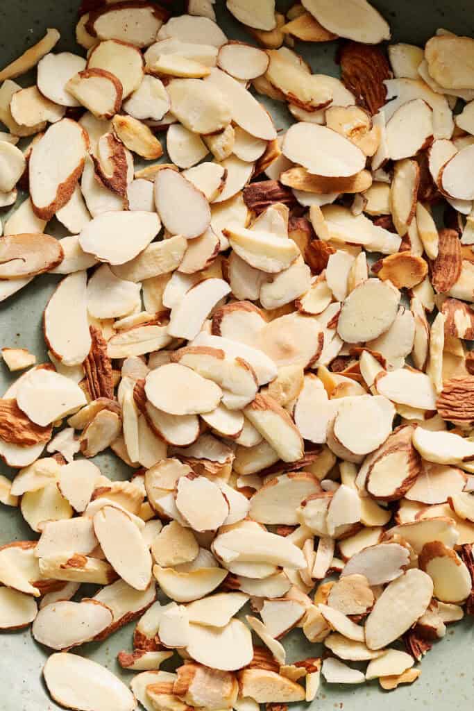 closeup of toasted almonds