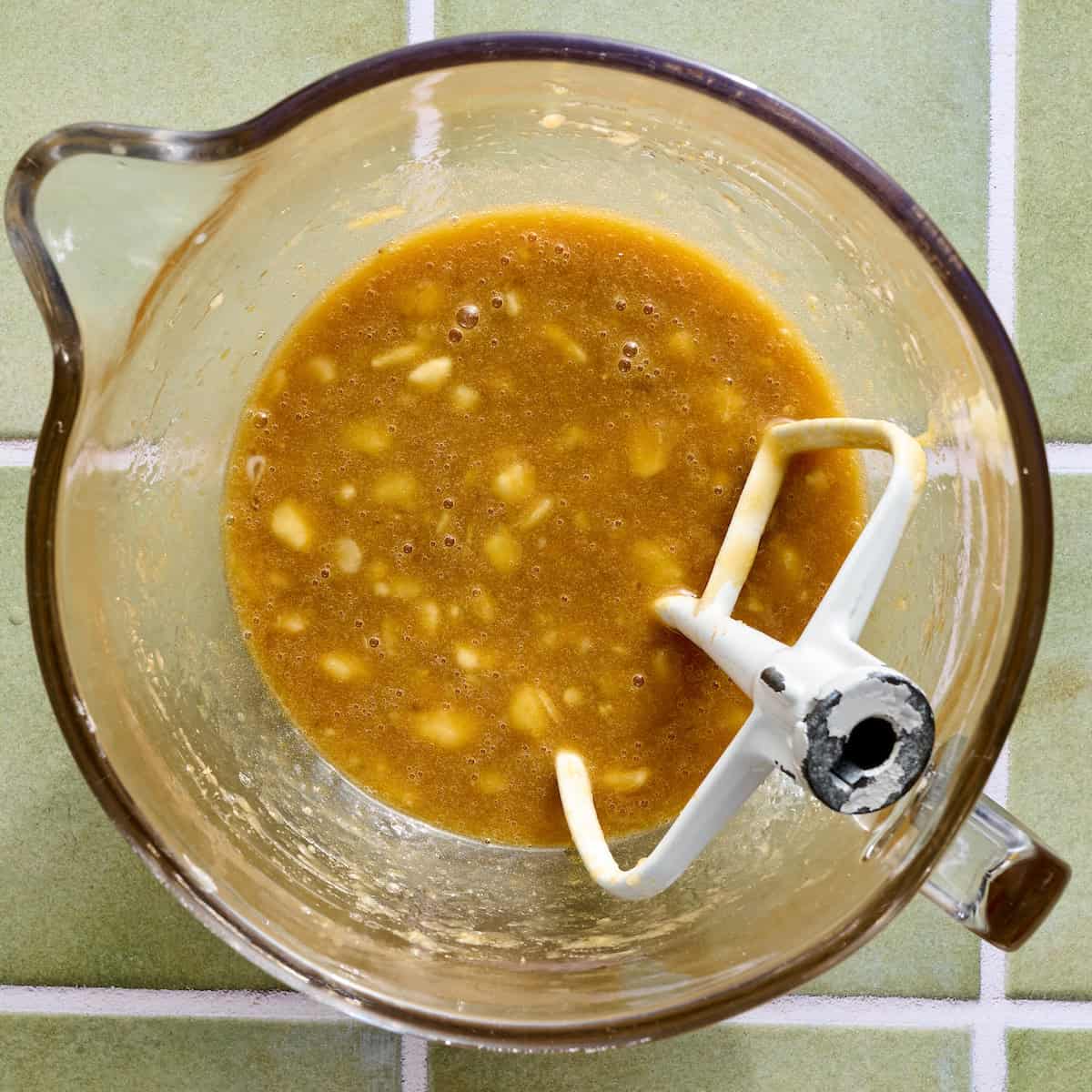 bananas and sugar beat together and oil and vanilla added