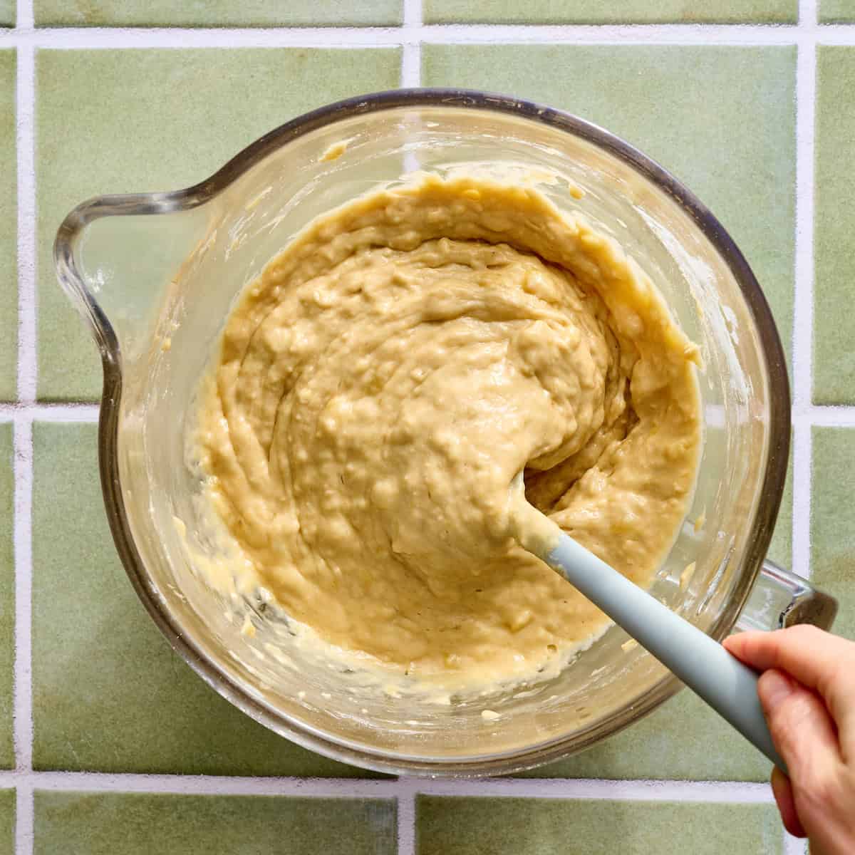 folding dry ingredients into the wet
