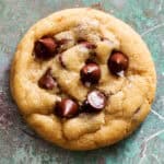 closeup of a chocolate chip cookie