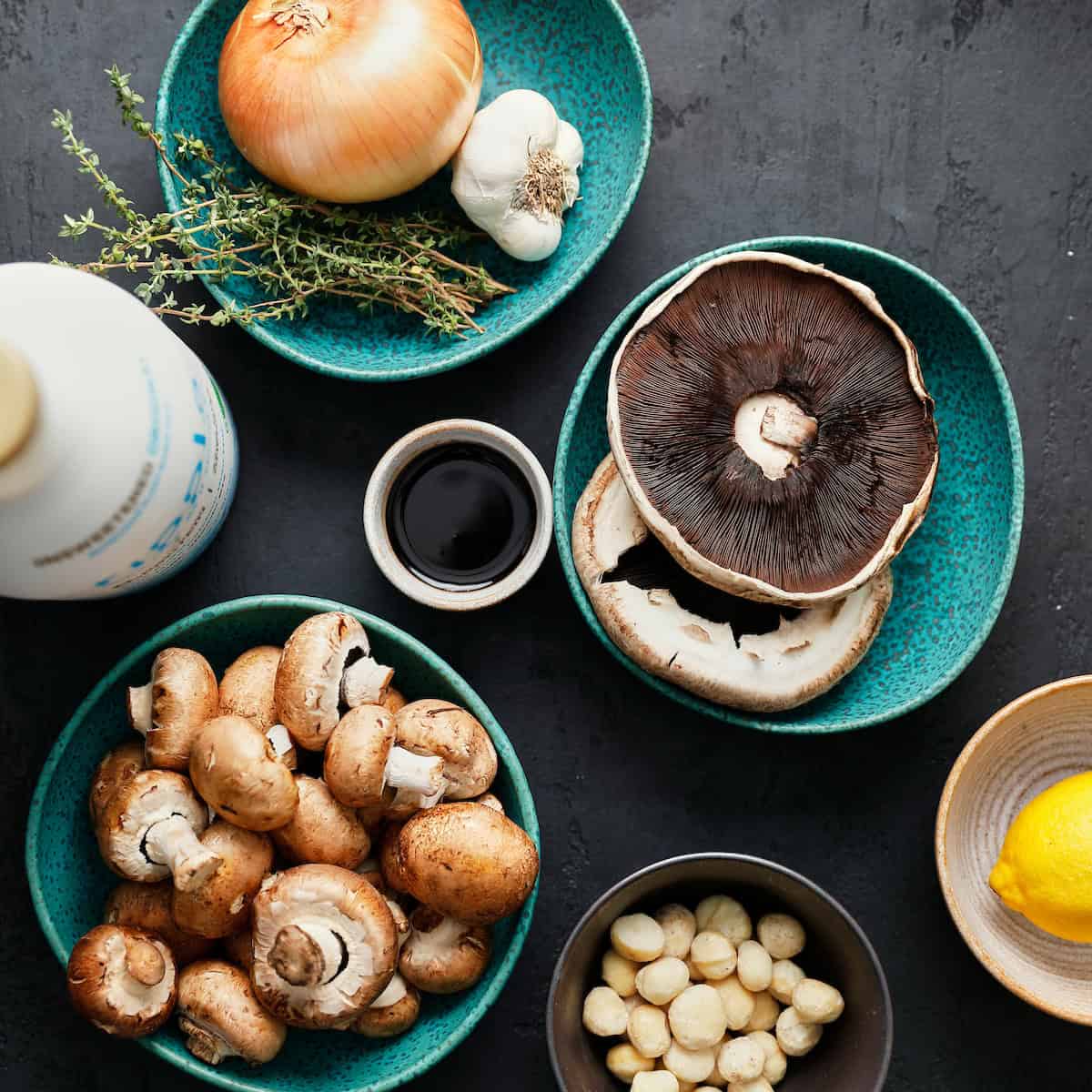 ingredients for Vegan Cream of Mushroom Soup
