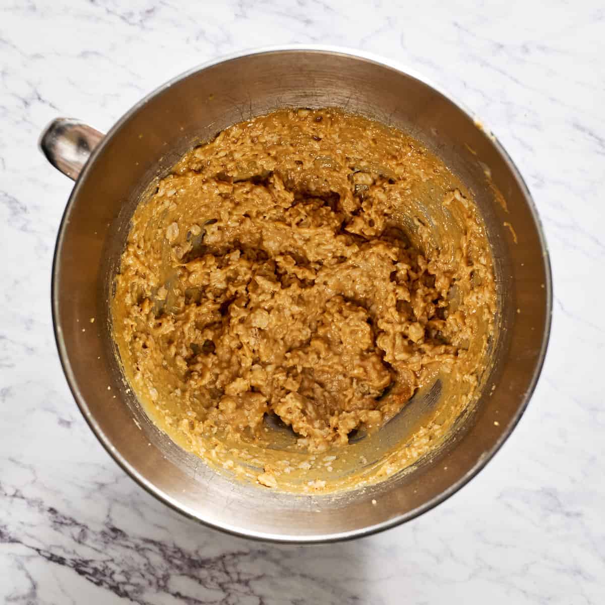 add the oats to the mixing bowl