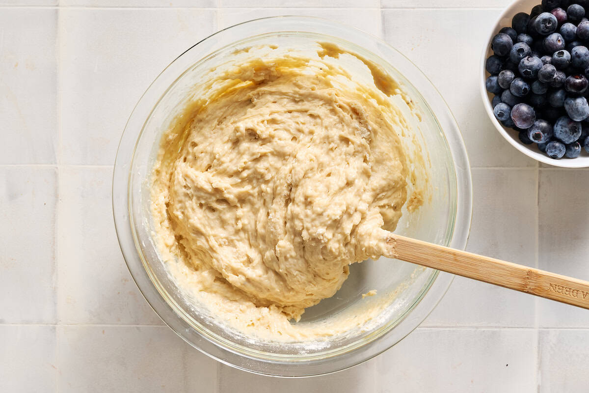 folding the wet and dry ingredients together
