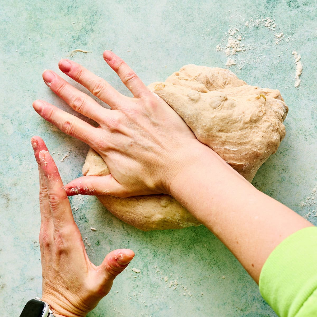 kneading fruit into the dough